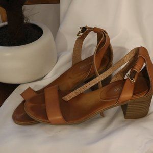 Brown Kitten Block Heel Sandals